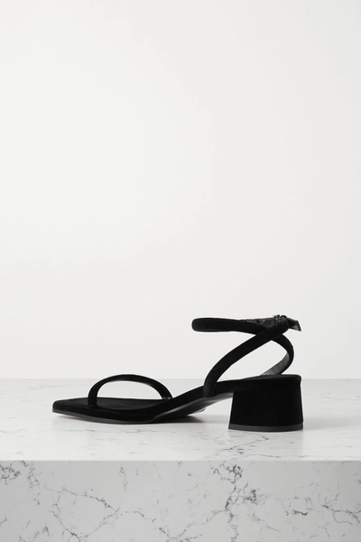 Shop The Row Kate Leather-trimmed Velvet Sandals In Black