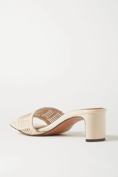 Shop Souliers Martinez Olga Woven Leather Mules In White
