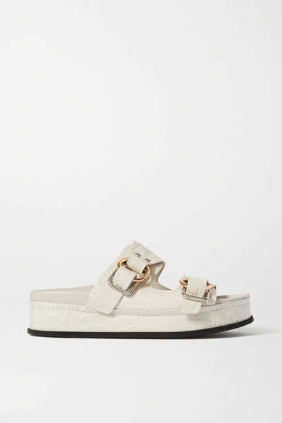 Shop 3.1 Phillip Lim / フィリップ リム + Space For Giants Freida Croc-effect Leather Platform Sandals In White