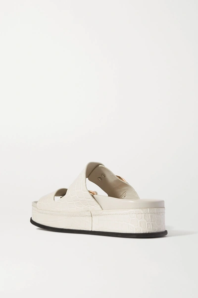 Shop 3.1 Phillip Lim / フィリップ リム + Space For Giants Freida Croc-effect Leather Platform Sandals In White