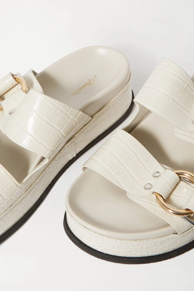 Shop 3.1 Phillip Lim + Space For Giants Freida Croc-effect Leather Platform Sandals In White