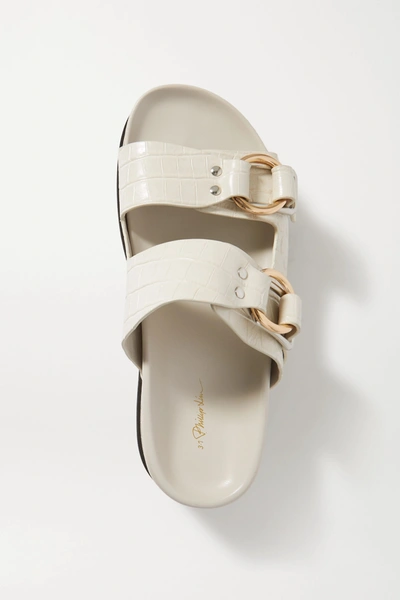 Shop 3.1 Phillip Lim / フィリップ リム + Space For Giants Freida Croc-effect Leather Platform Sandals In White