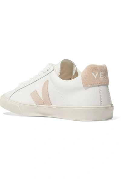 Shop Veja + Net Sustain Esplar Leather And Suede Sneakers In White