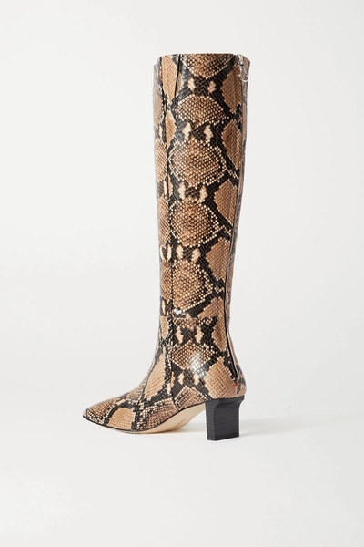 Shop Aeyde Cicely Snake-effect Leather Knee Boots In Snake Print