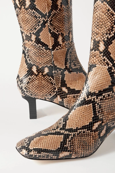 Shop Aeyde Cicely Snake-effect Leather Knee Boots In Snake Print