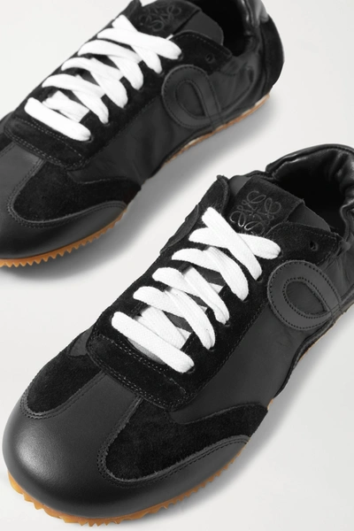 Shop Loewe Ballet Runner Shell, Suede And Leather Sneakers In Black