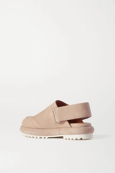 Shop Jacquemus Suede Slingback Flats In Taupe