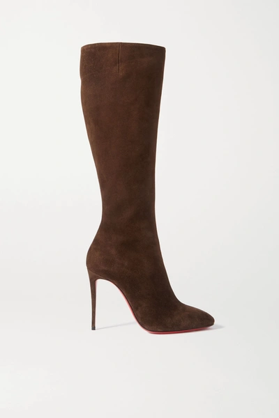 Shop Christian Louboutin Eloise 100 Suede Knee Boots In Brown