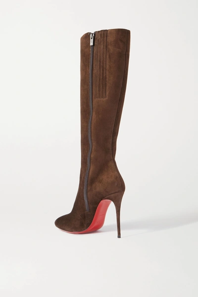 Shop Christian Louboutin Eloise 100 Suede Knee Boots In Brown