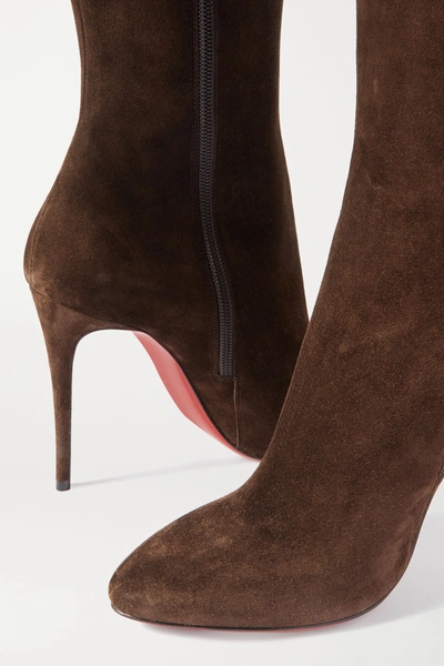 Shop Christian Louboutin Eloise 100 Suede Knee Boots In Brown