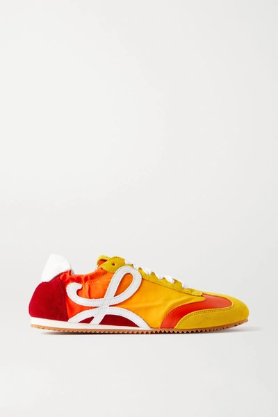 Shop Loewe Leather, Shell And Suede Sneakers In Orange