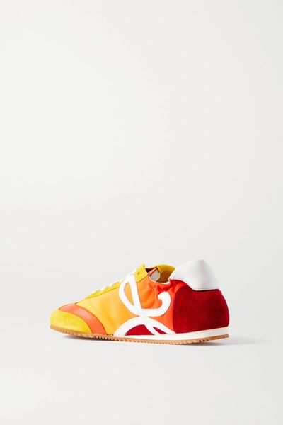 Shop Loewe Leather, Shell And Suede Sneakers In Orange