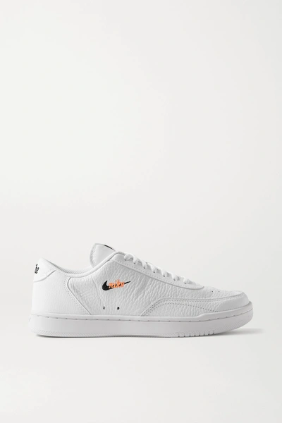 Shop Nike Court Vintage Embroidered Textured-leather Sneakers In White