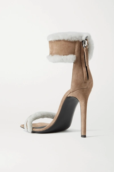 Shop Giuseppe Zanotti Kanda Shearling-trimmed Suede Sandals In Tan