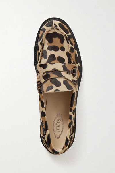 Shop Tod's Leopard-print Calf Hair Loafers In Leopard Print