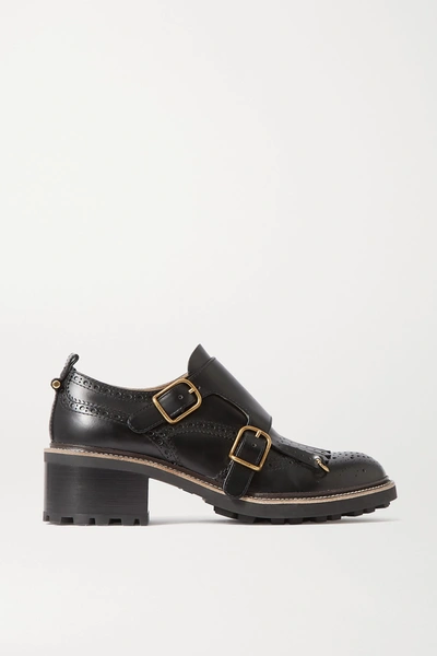 Shop Chloé Franne Leather Brogues In Black