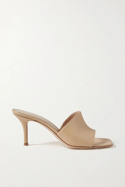 Shop Gianvito Rossi 70 Leather Mules In Beige