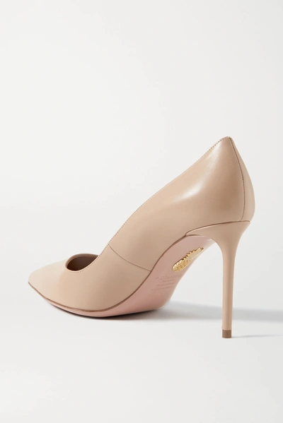 Shop Aquazzura Purist 85 Leather Pumps In Sand