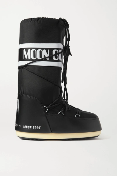 Shop Moon Boot Icon Shell And Faux Leather Snow Boots In Black