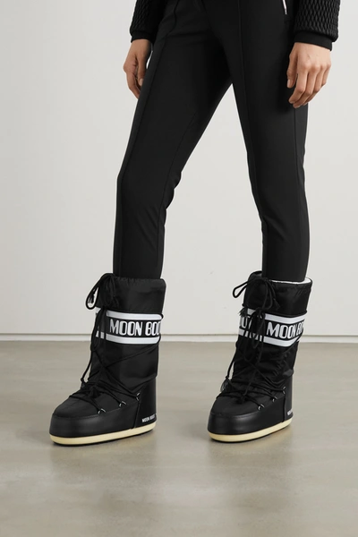 Shop Moon Boot Icon Shell And Faux Leather Snow Boots In Black