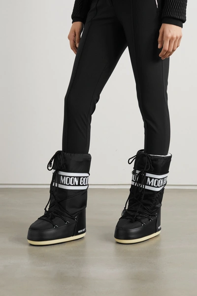 Moon Boot Icon Shell And Faux Leather Snow Boots In Black