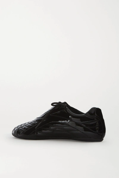 Shop Balenciaga Zen Quilted Faux Patent-leather Sneakers In Black