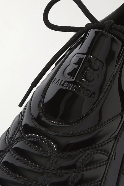 Shop Balenciaga Zen Quilted Faux Patent-leather Sneakers In Black