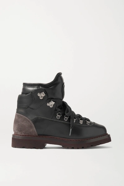 Shop Brunello Cucinelli Suede And Ripstop-trimmed Leather Ankle Boots In Black