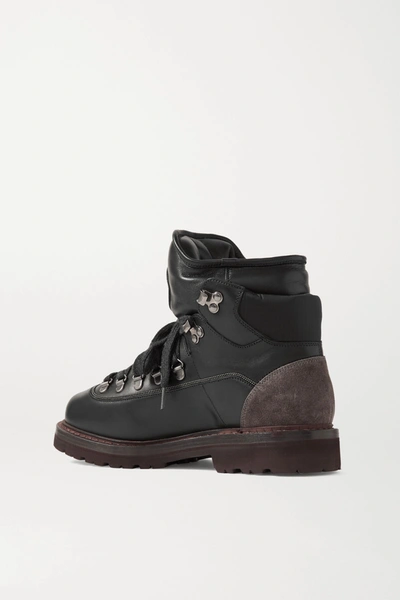 Shop Brunello Cucinelli Suede And Ripstop-trimmed Leather Ankle Boots In Black
