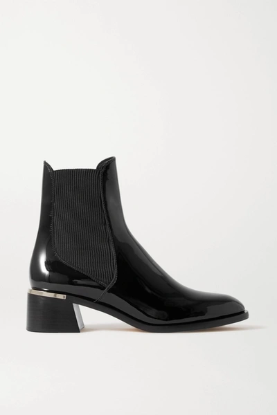 Shop Jimmy Choo Rourke 45 Embellished Patent-leather Chelsea Boots In Black