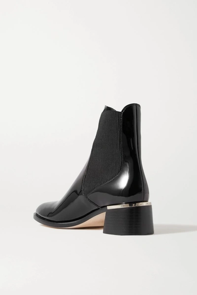 Shop Jimmy Choo Rourke 45 Embellished Patent-leather Chelsea Boots In Black