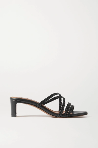 Shop Souliers Martinez Ana Braided Leather Mules In Black