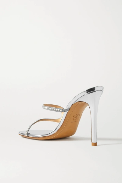 Shop Alexandre Vauthier Ava Crystal-embellished Metallic Leather And Pvc Sandals In Silver