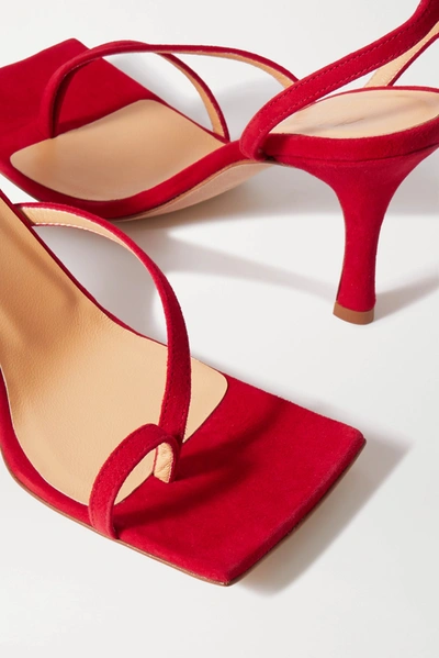 Shop A.w.a.k.e. Delta High Suede Sandals In Red