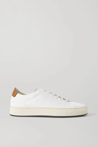 Shop Common Projects Retro Low Suede-trimmed Leather Sneakers In White