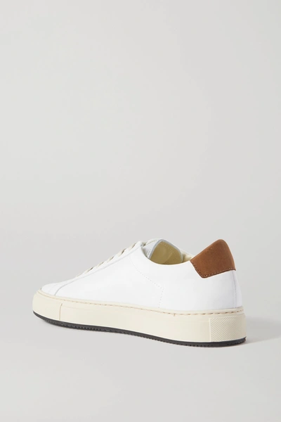Shop Common Projects Retro Low Suede-trimmed Leather Sneakers In White