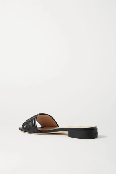 Shop Fendi Logo-embossed Leather Sandals In Black