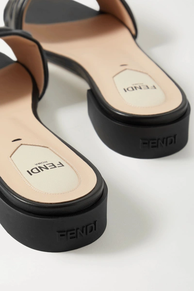 Shop Fendi Logo-embossed Leather Sandals In Black