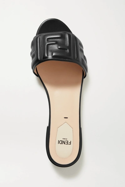 Shop Fendi Logo-embossed Leather Sandals In Black