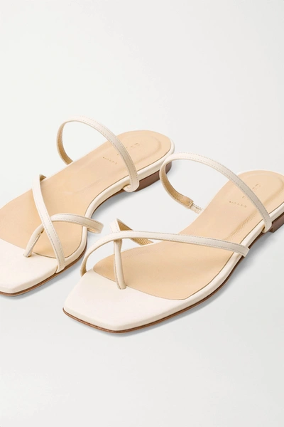 Shop Aeyde Marina Leather Slides In Cream