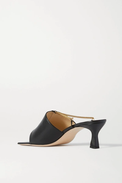 Shop Wandler Isa Chain-embellished Leather Mules In Black