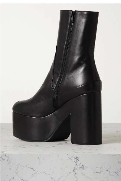Shop Dries Van Noten Leather Platform Ankle Boots In Black