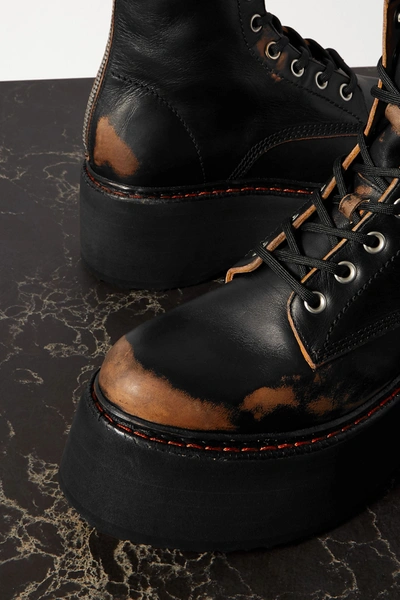 Shop R13 Distressed Leather Platform Ankle Boots In Black