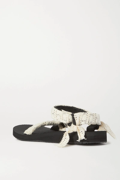 Shop Arizona Love Trekky Chic Faux Pearl-embellished Canvas Platform Sandals In Cream
