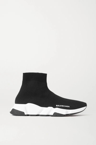 BALENCIAGA SPEED STRETCH-KNIT HIGH-TOP SNEAKERS 