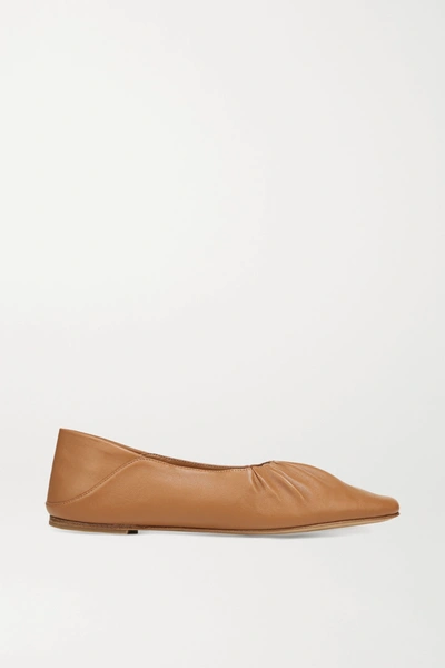 Shop Vince Kali Leather Flats In Tan
