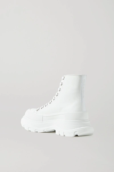 Shop Alexander Mcqueen Canvas And Rubber Exaggerated-sole Ankle Boots In White