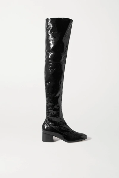 Khaite Sedona Crinkled Patent-leather Over-the-knee Boots In Schwarz |  ModeSens