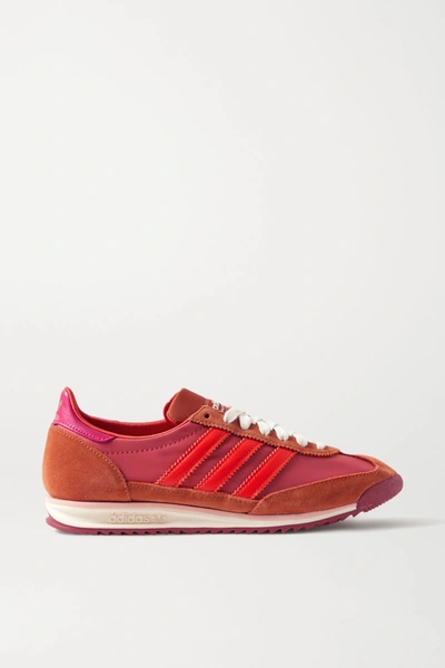 Shop Adidas Originals + Wales Bonner Sl 72 Shell, Leather And Suede Sneakers In Bubblegum