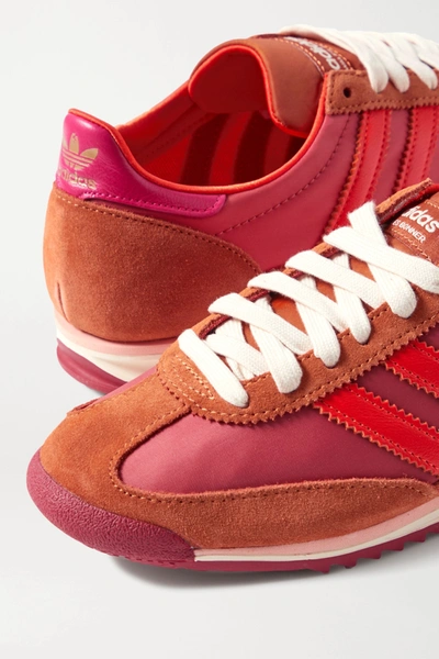 Shop Adidas Originals + Wales Bonner Sl 72 Shell, Leather And Suede Sneakers In Bubblegum